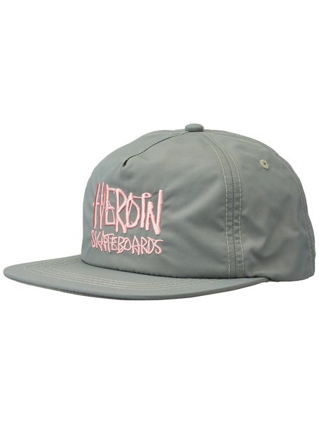 Heroin Script Nylon Snapback Hat\Grey/Pink