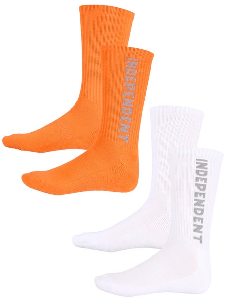 Independent Baseline 2-Pack Socks\White/Orange