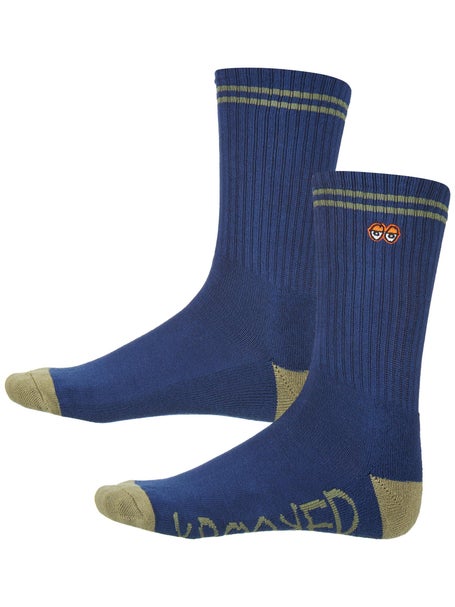 Krooked Eyes Emb Socks\Navy/Olive/Orange