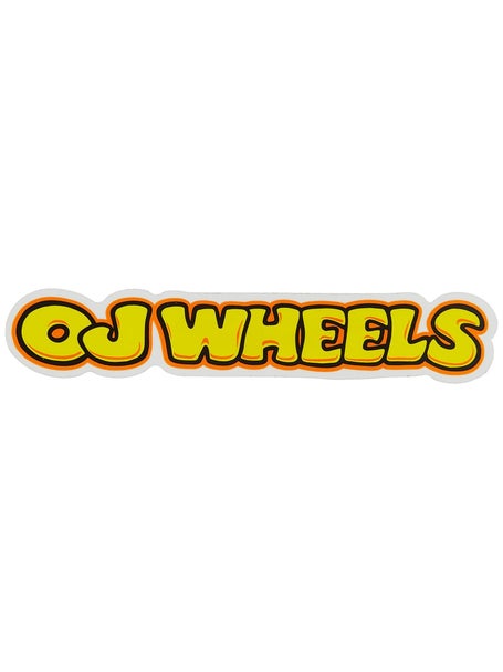 OJ Wheels Bubble Letter 6 x 1 Sticker Yellow