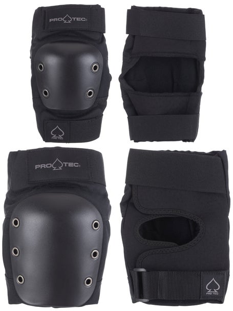 Protec Street Knee & Elbow Open Back Pad Set\Black