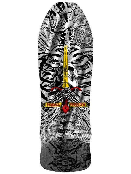 Powell Peralta Geegah Skull & Sword Slvr Deck 9.75 x 30