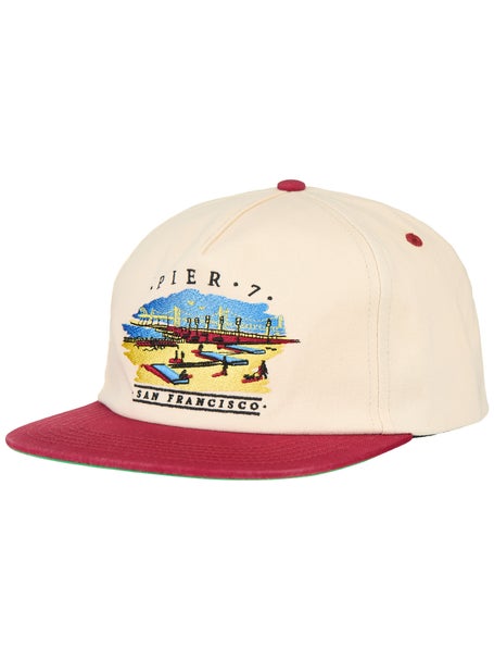 Real Pier 7 Snapback Hat\Natural/Maroon