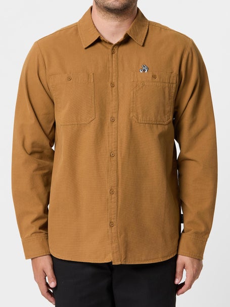 Santa Cruz Screaming Hand Utility L/S Button Up Brown | Skate 