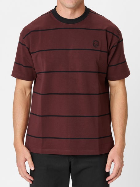 Spitfire Bighead Embroidered Stripe T-Shirt\Burgundy