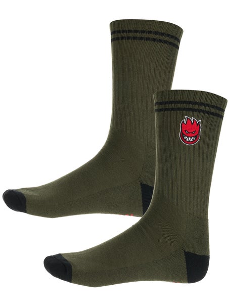 Spitfire Bighead Fill Emb Socks\Olive/Black/Red