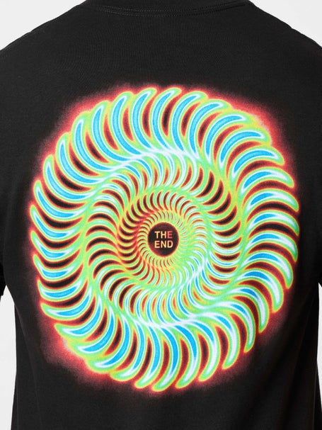 Spiral Flaming Spine Allover Print T-Shirt - Black, Size Small, 100% Cotton