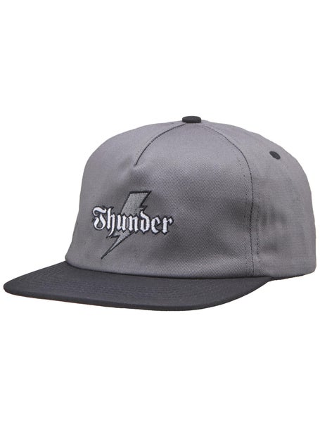 Thunder Bolt Script Snapback Hat\Charcoal/Black