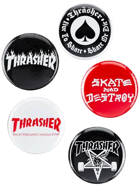 Thrasher Logo 5 Pack Buttons