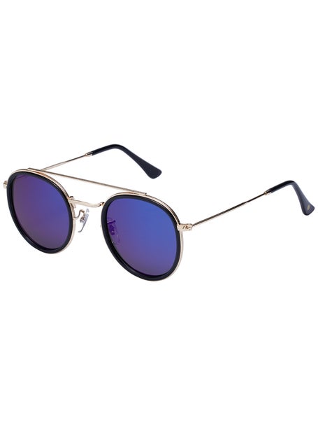 Glassy Parker Polarized Sunglasses\Blk/Gold/Blue Mirror