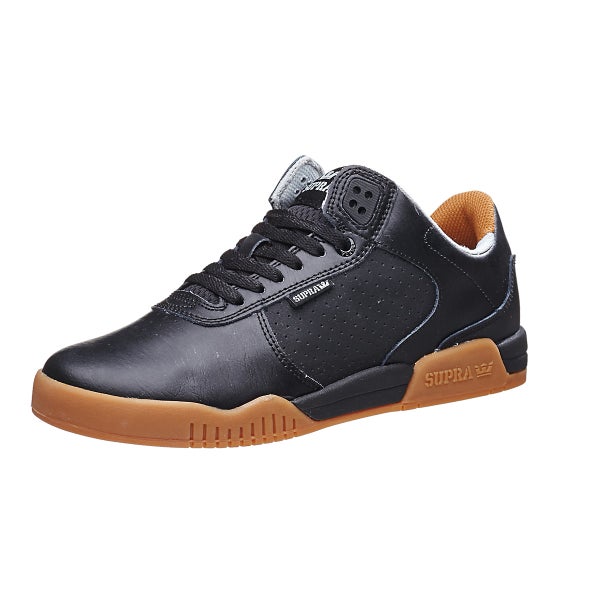 Supra Ellington Shoes Black Leather Gum 360 View
