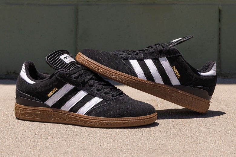 Dennis Busenitz' pro shoe by adidas, displayed outside.