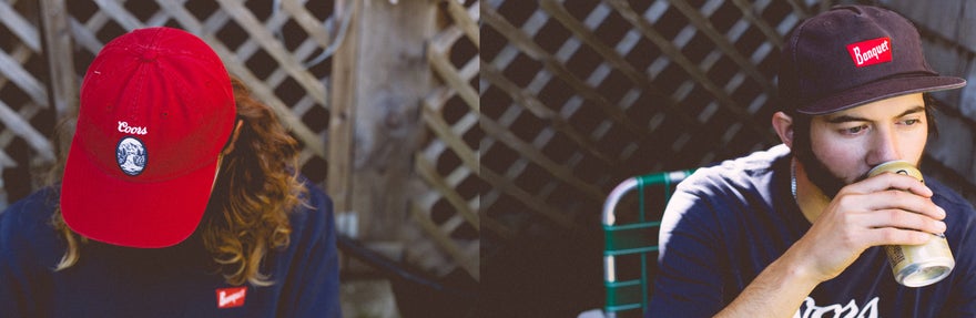 Brixton x Coors Filtered Strapback and Banquet Snapback Hats Dual Img